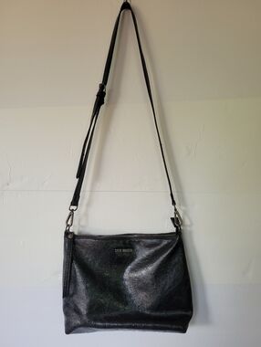 Steve Madden Black Shiny Leather Crossbody Bag